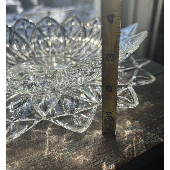 Vintage Federal Glass Petal Pattern Clear Glass Serving Bowl & Platter Flower - Picture 6 of 16